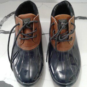 Bass Blue and Tan Winter Rain Boots Waterproof Rubber